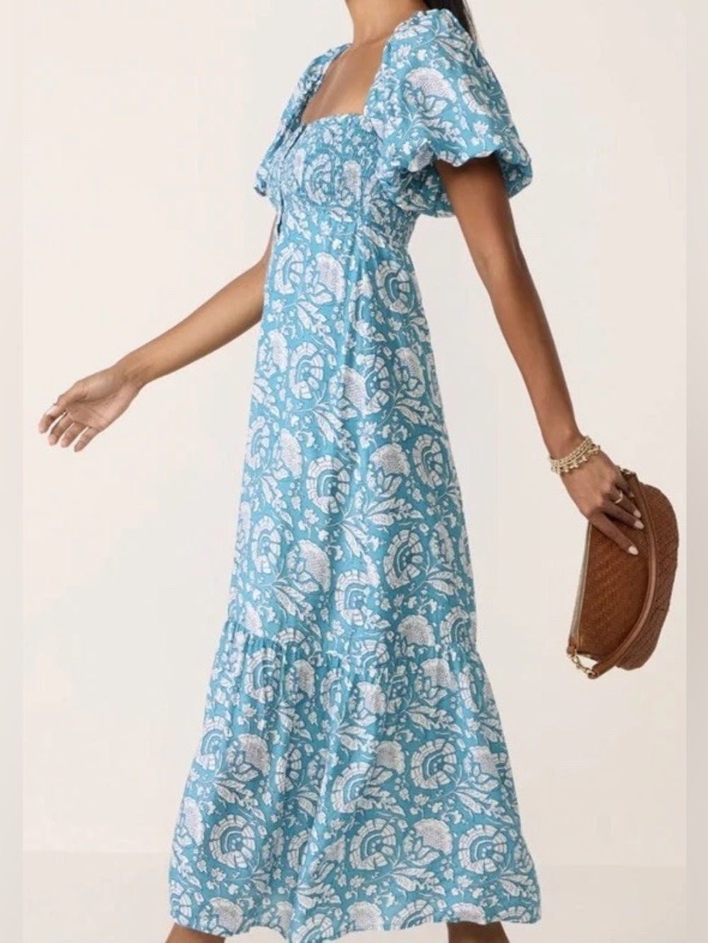 NWT Emerson Fry x Love Tomas Block Print Santiago 3 Maxi Dress in Cassis— XS/S